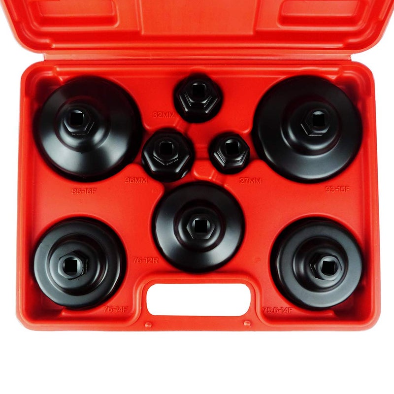 Ibetter طقم أدوات مفتاح غطاء فلتر الزيت 9 قطع يشمل مجموعة sockets 27mm، 32mm، 36mm، 74mm، 75.6mm، 76mm، 86mm، 93mm لسيارات BMW وMercedes وBenz وVW وAudi وVolkswagen وMazda وPorsche والمزيد من حاويات فلتر الزيت الكارتر. - Image 2